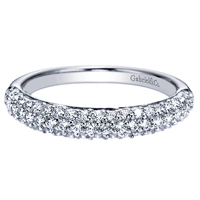 14k White Gold Contemporary Style Straight Wedding Band Diamond